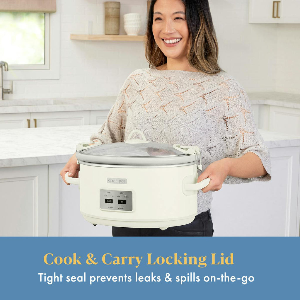 Crock-Pot 7 Qt. Cook & Carry Programmable Slow Cooker with Carry Bag, Oat Milk Cream — Product Information | Item Overview Q7