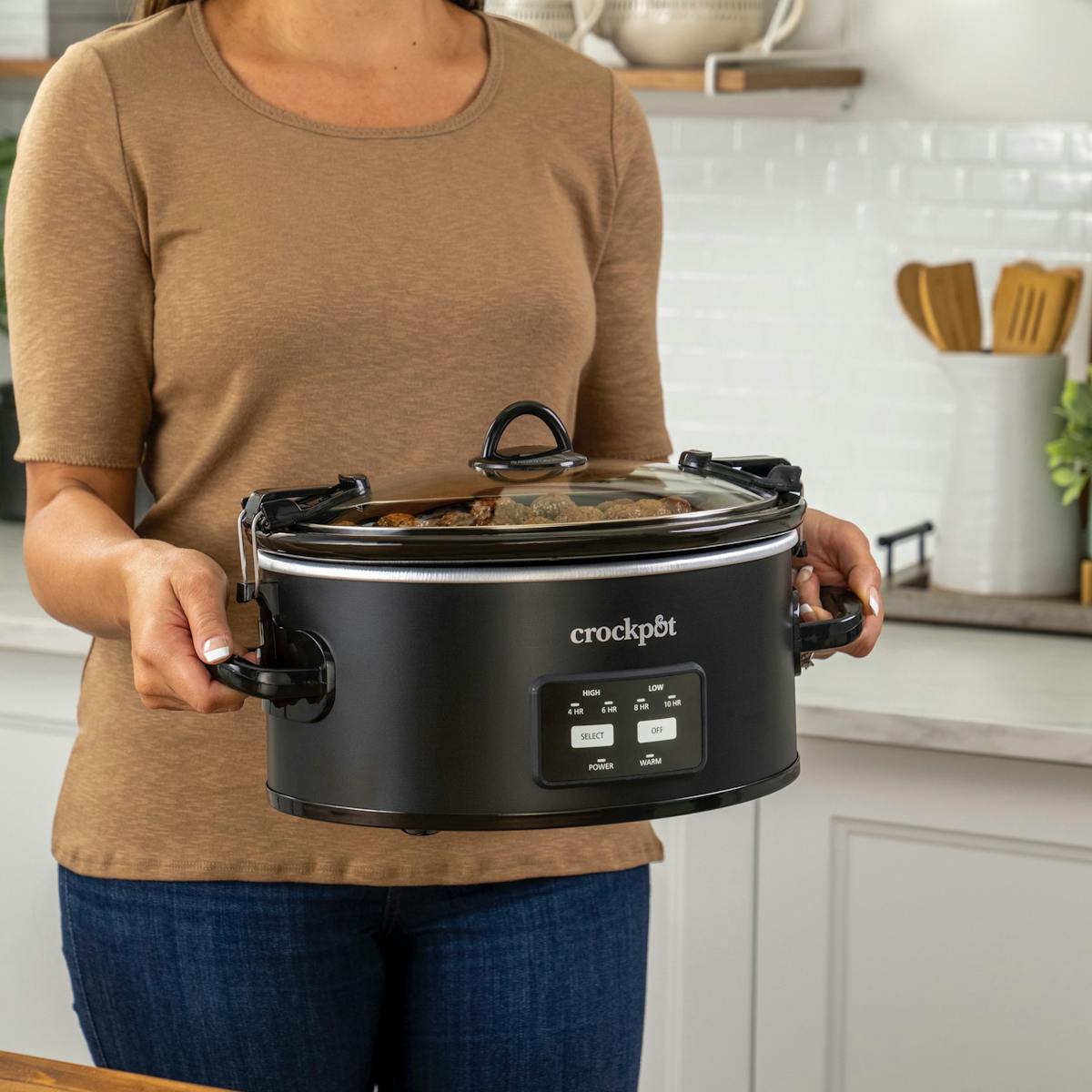 Crock-Pot One-Touch Control 6-Quart Cook & Carry Slow Cooker, Matte Black — Product Information — Item Information Hj