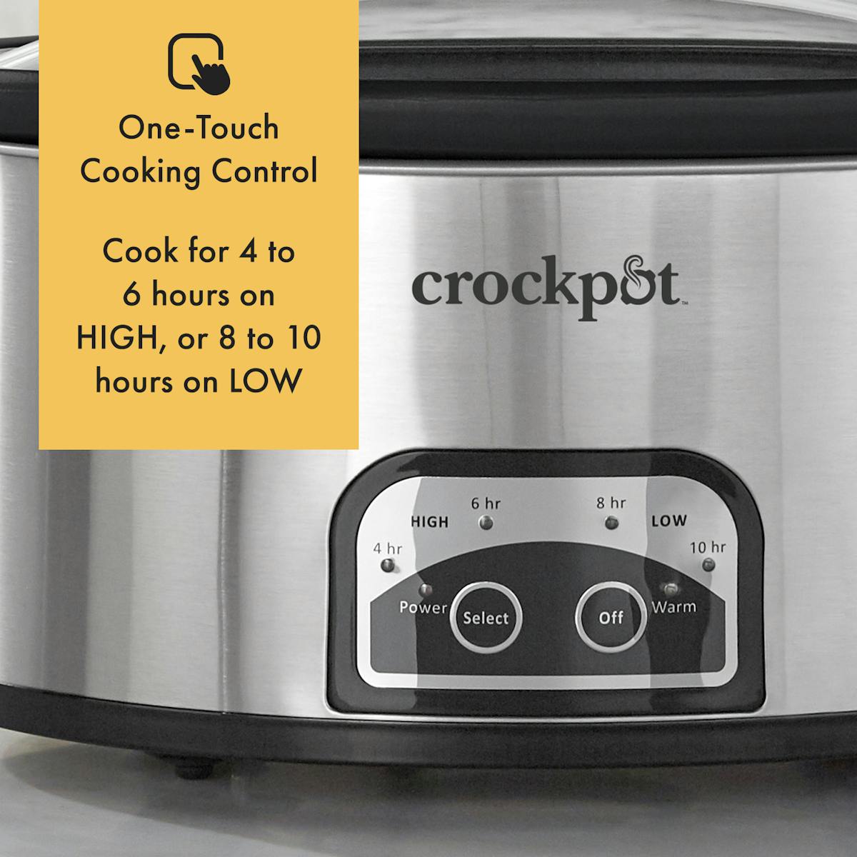 Crock-Pot One Touch Control 6-Quart Easy-to-Clean Slow Cooker, Stainless Steel — Product Information — Product Details 3K