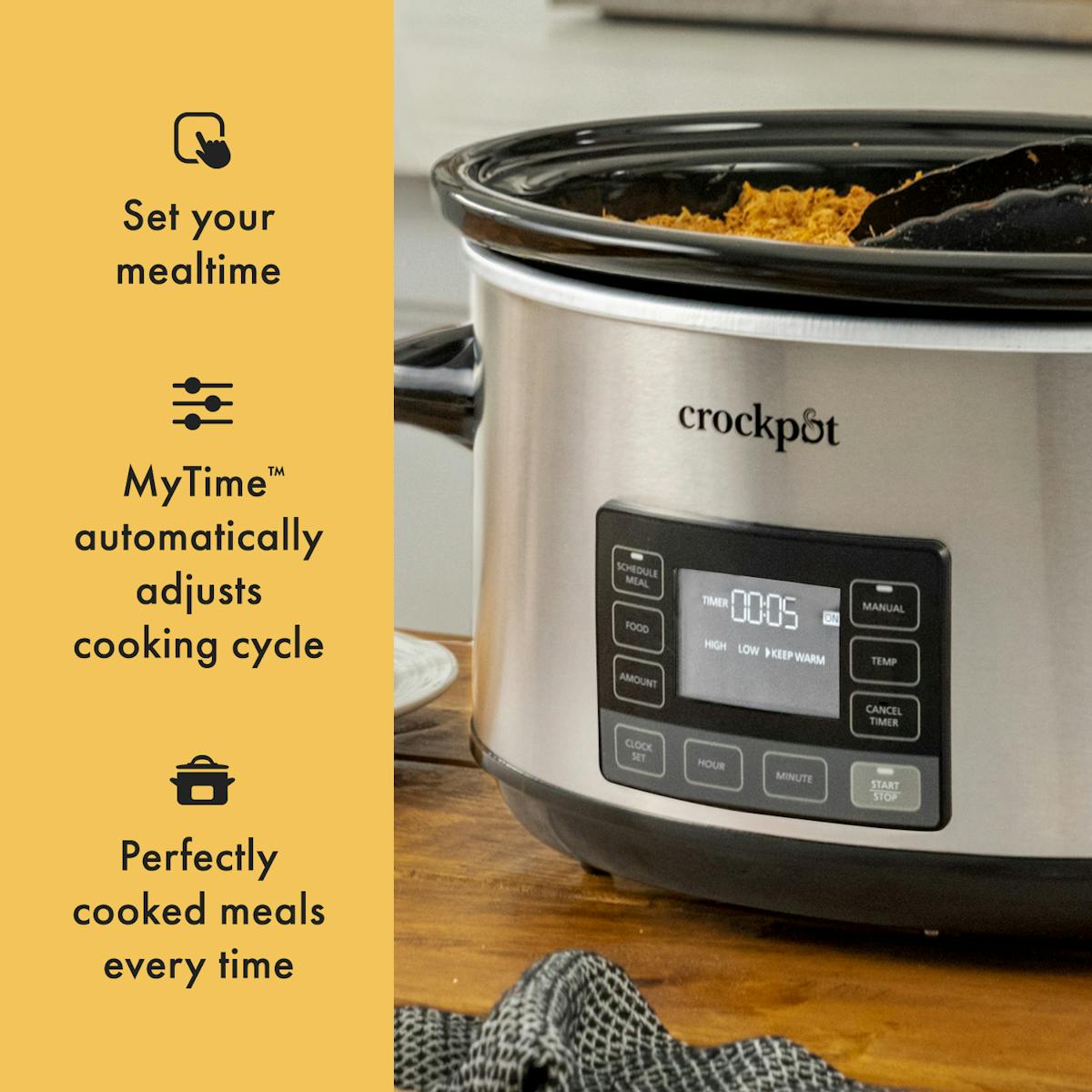 Crock-Pot Programmable 7-Quart MyTime Cook & CarrySlow Cooker, Stainless Steel | Item Details | Product Overview wu